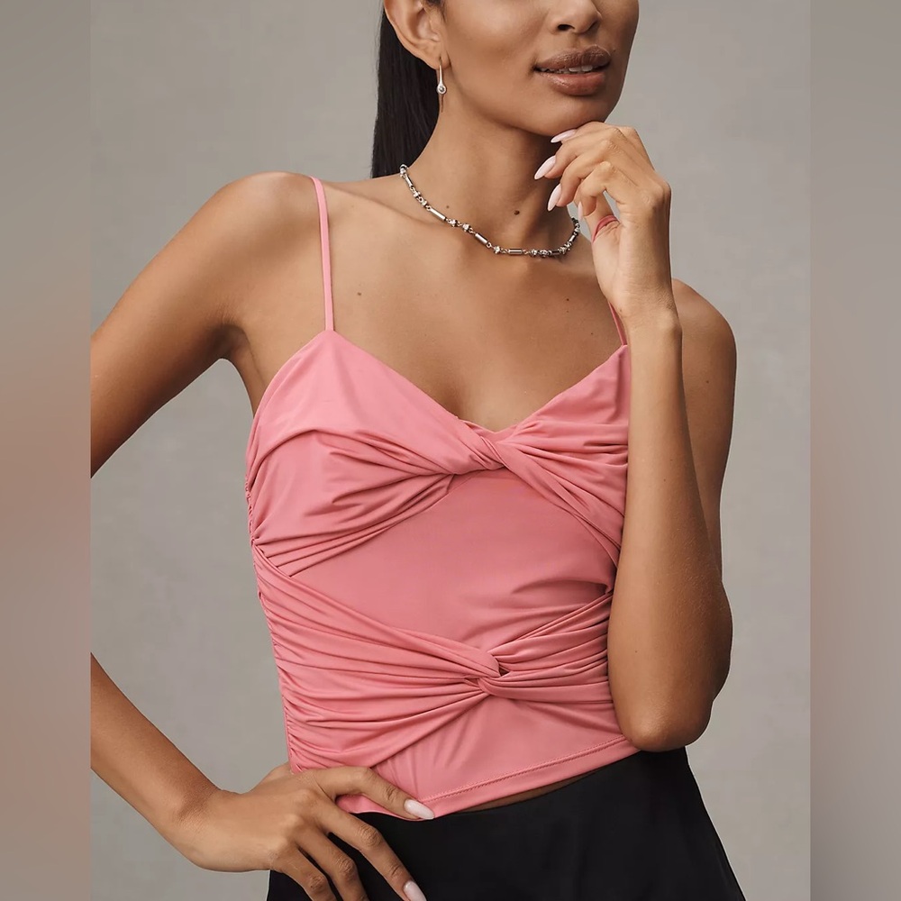 Anthropologie Pink Twisted Satin Camisole